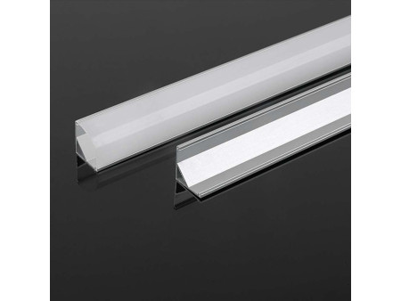 SKU 10322 VT-8158 V-TAC Profilo Angolare per Strip LED fino a 10.5mm, Alluminio Silver Copertura Opaca 2000x15.8x15.8mm