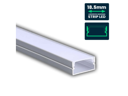 SKU 23174 VT-8202 V-TAC Profilo Lineare Strip LED 18.5mm, Alluminio Silver Copertura Opaca 2000x20x10mm