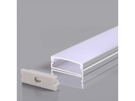 SKU 23176 VT-8204 V-TAC Profilo Lineare Strip LED fino a 27mm, Alluminio Silver Copertura Opaca 2000x30x20mm