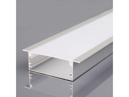 SKU 23179 VT-8207 V-TAC Profilo Lineare da Incasso Strip LED fino a 48mm, Alluminio Silver Copertura Opaca 2000x20x65mm