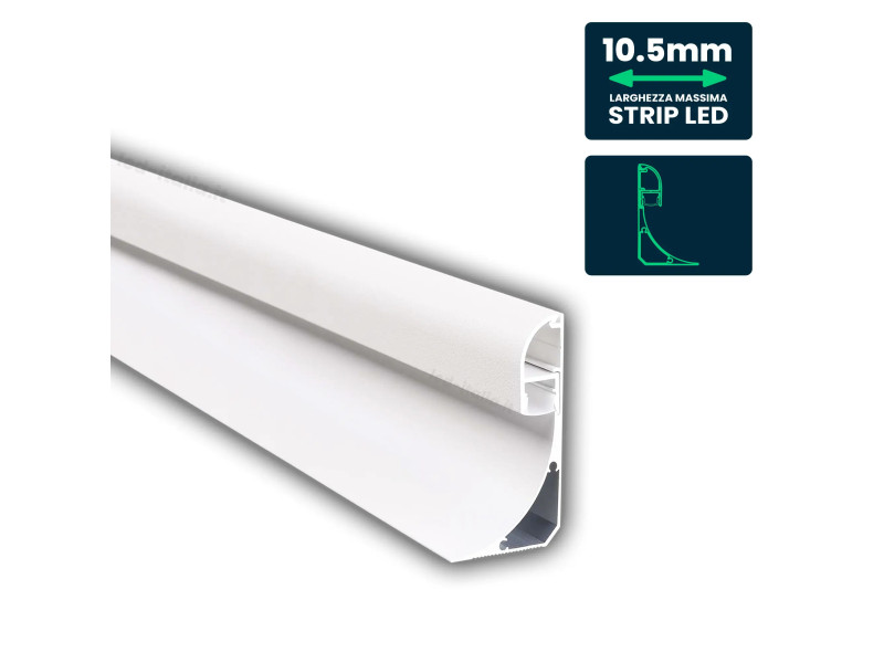 SKU 23180 VT-8208 V-TAC Profilo Angolare Strip LED fino10.5mm, Luce Indiretta, Alluminio Silver Copertura Opaca 2000x60x36.5mm