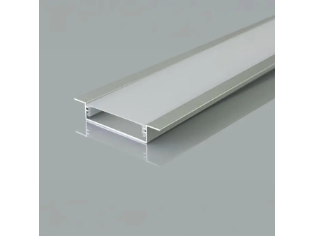 SKU 24101 VT-71002 V-TAC Profilo Lineare Incasso Strip LED fino a 38.2mm, Alluminio Silver Copertura Opaca 2000x55x9.8mm