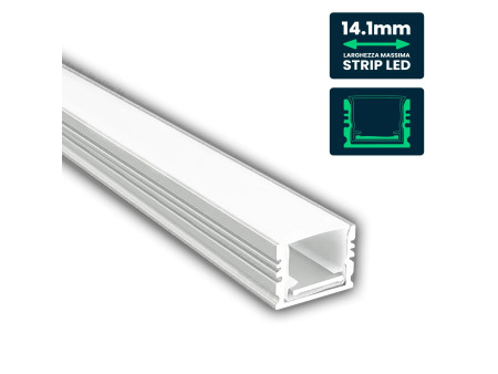 SKU 24104 VT-71005 V-TAC Profilo Lineare Strip LED fino a 14.1mm, Alluminio Silver Copertura Opaca 2000x17.7x13mm