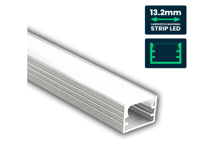 SKU 24296 VT-81129 V-TAC Profilo Lineare per Strip LED fino 13.2mm, Alluminio Silver Copertura Opaca 2000x14.8x10mm
