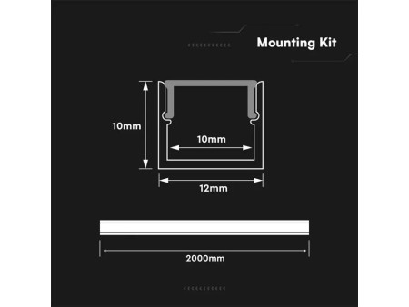 SKU 24298 VT-81131 V-TAC Profilo Lineare Strip LED fino a 10mm, Alluminio Silver Copertura Opaca 2000x12x10mm
