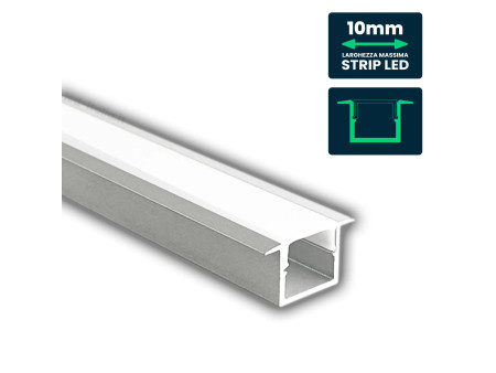 SKU 24299 VT-81132 V-TAC Profilo Lineare Incasso per Strip LED fino a 10mm, Alluminio Silver Copertura Opaca 2000x18x12mm