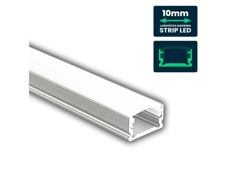 SKU 24300 VT-81133 V-TAC Profilo Lineare per Strip LED fino a 10mm, Alluminio Silver Copertura Opaca 2000x13.2x7mm