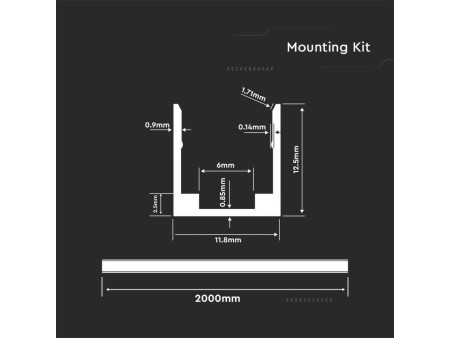 SKU 2611 VT-8120 V-TAC Profilo in Alluminio per Neon Flex 2m Per VT-559