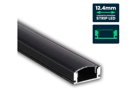 SKU 2873 VT-8113 V-TAC Profilo Lineare per Strip LED fino a 12.4mm, Alluminio Nero con Copertura Nera Opaca 2000x17.4x7mm
