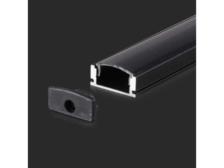SKU 2873 VT-8113 V-TAC Profilo Lineare per Strip LED fino a 12.4mm, Alluminio Nero con Copertura Nera Opaca 2000x17.4x7mm
