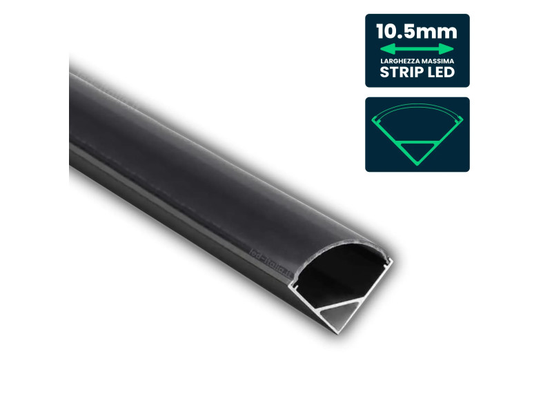 SKU 2874 VT-8109 V-TAC Profilo Angolare Strip LED fino a 10.5mm, Alluminio Nero Copertura Nera Opaca 2000x15.8x15.8mm