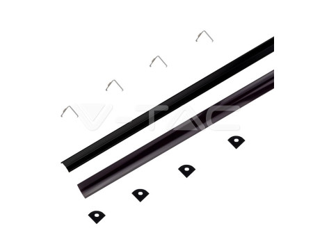 SKU 2874 VT-8109 V-TAC Profilo Angolare Strip LED fino a 10.5mm, Alluminio Nero Copertura Nera Opaca 2000x15.8x15.8mm