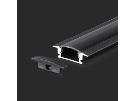 SKU 2875 VT-8106 V-TAC Profilo Lineare da Incasso per Strip LED fino a 12.4mm, Alluminio Nero Copertura Nera Opaca 2000x24.7x7mm