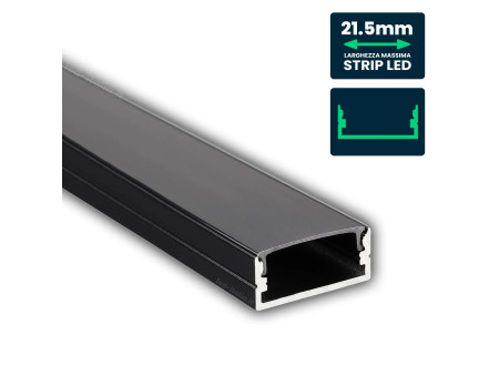 SKU 2876 VT-8108 V-TAC Profilo Lineare per Strip LED fino a 21.5mm, Alluminio Nero con Copertura Nera Opaca 2000x23.5x9.8mm