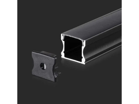 SKU 2878 VT-8110 V-TAC Profilo Lineare per Strip LED fino a 12.5mm, Alluminio Nero Copertura Nera Opaca 2000x17.2x14.4mm