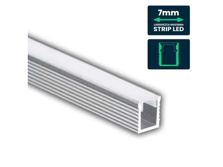 SKU 2903 VT-8136 V-TAC Profilo Lineare per Strip LED fino a 7mm, Alluminio Silver con Copertura Opaca 2000x7.8x9mm