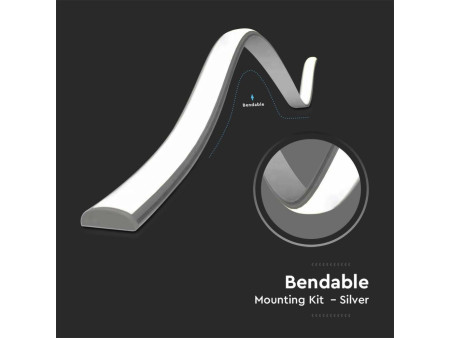 SKU 2909 VT-8138 V-TAC Profilo Lineare Flessibile per Strip LED fino a 13mm, Alluminio Silver con Copertura Opaca 2000x18x6mm
