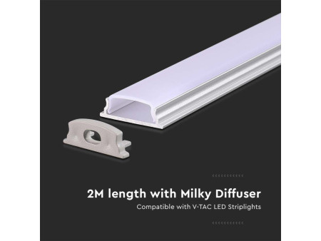 SKU 2909 VT-8138 V-TAC Profilo Lineare Flessibile per Strip LED fino a 13mm, Alluminio Silver con Copertura Opaca 2000x18x6mm