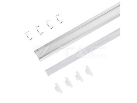 SKU 3350 VT-8106 V-TAC Profilo Lineare da Incasso Strip LED fino a 12.4mm, Alluminio Silver con Copertura Opaca 2000x24.7x7mm