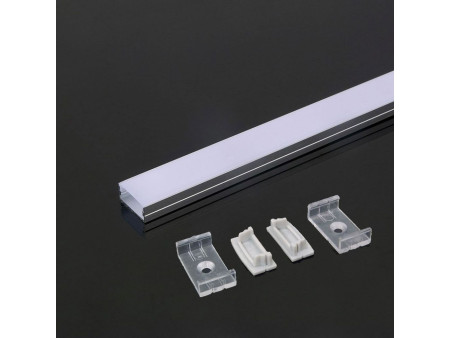 SKU 3352 VT-8108 V-TAC Profilo Lineare per Strip LED fino a 21.5mm, Alluminio Silver Copertura Opaca 2000x23.5x9.8mm