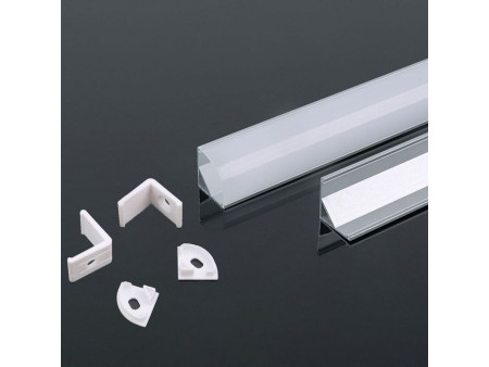 SKU 3353 VT-8109 V-TAC Profilo Angolare Strip LED fino a 10.5mm, Alluminio Silver Copertura Opaca 2000x15.8x15.8mm