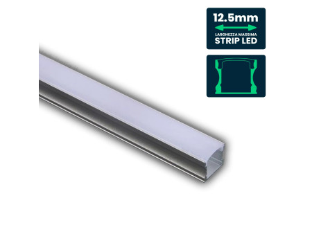 SKU 3354 VT-8110  V-TAC Profilo Lineare Strip LED fino 12.5mm, Alluminio Silver Copertura Opaca 2000x17.2x14.4mm