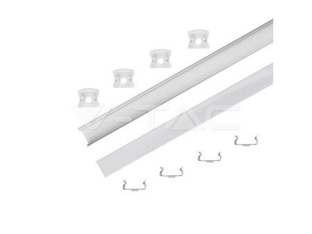 SKU 3354 VT-8110  V-TAC Profilo Lineare Strip LED fino 12.5mm, Alluminio Silver Copertura Opaca 2000x17.2x14.4mm