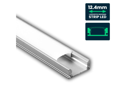 SKU 3355 VT-8113 V-TAC Profilo Lineare Strip LED fino 12.4mm, Alluminio Silver Copertura Opaca 2000x17.4x7mm