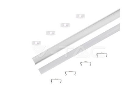 SKU 3355 VT-8113 V-TAC Profilo Lineare Strip LED fino 12.4mm, Alluminio Silver Copertura Opaca 2000x17.4x7mm