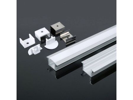 SKU 3357 VT-8115 V-TAC Profilo Lineare Incasso Strip LED fino a 12.5mm, Alluminio Silver Copertura Opaca 2000x24.5x12.2mm