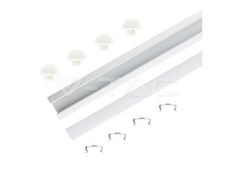 SKU 3357 VT-8115 V-TAC Profilo Lineare Incasso Strip LED fino a 12.5mm, Alluminio Silver Copertura Opaca 2000x24.5x12.2mm