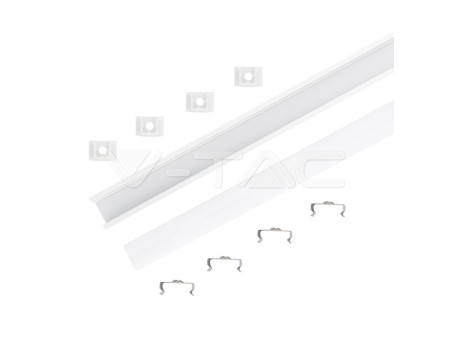 SKU 3358 VT-8116 V-TAC Profilo Lineare Strip LED fino 12.4mm, Alluminio Silver Copertura Opaca 2000x17.4x12.1mm