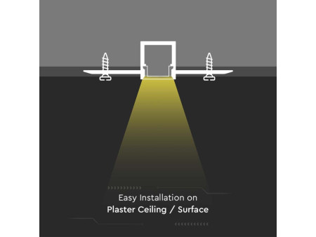 SKU 3360 VT-8102 V-TAC Profilo Lineare Incasso Cartongesso Strip LED 9.5mm, Alluminio Silver Copertura Opaca 2000x52.1x12.5mm