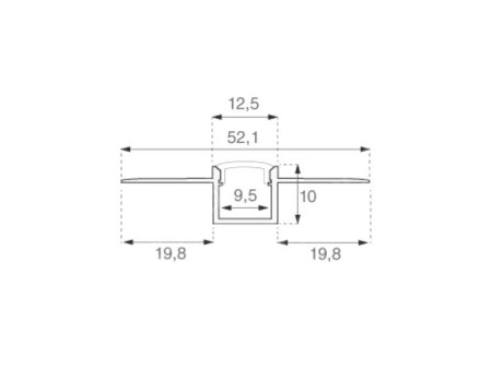 SKU 3360 VT-8102 V-TAC Profilo Lineare Incasso Cartongesso Strip LED 9.5mm, Alluminio Silver Copertura Opaca 2000x52.1x12.5mm