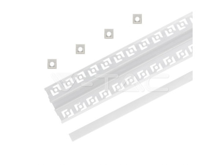 SKU 3360 VT-8102 V-TAC Profilo Lineare Incasso Cartongesso Strip LED 9.5mm, Alluminio Silver Copertura Opaca 2000x52.1x12.5mm