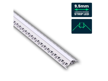 SKU 3361 VT-8103 V-TAC Profilo Angolare Esterno Incasso Cartongesso Strip LED fino 9.5mm, Alluminio Copertura Opaca 2000x50.1mm