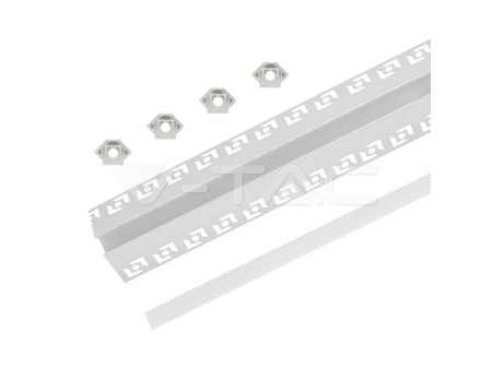 SKU 3361 VT-8103 V-TAC Profilo Angolare Esterno Incasso Cartongesso Strip LED fino 9.5mm, Alluminio Copertura Opaca 2000x50.1mm