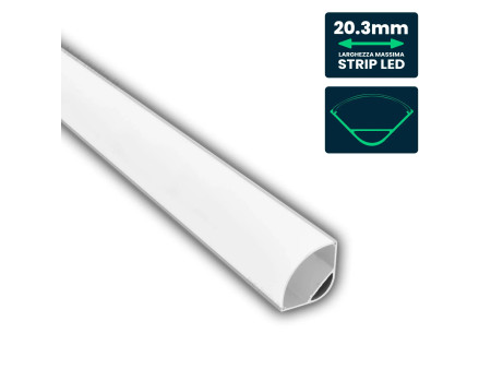 SKU 3363 VT-8105 V-TAC Profilo Angolare Tondo per Strip LED fino a 20.3mm, Alluminio Silver Copertura Opaca 2000x30x30mm