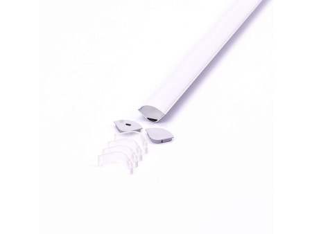 SKU 3363 VT-8105 V-TAC Profilo Angolare Tondo per Strip LED fino a 20.3mm, Alluminio Silver Copertura Opaca 2000x30x30mm