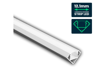 SKU 3364 VT-8114W V-TAC Profilo Angolare Strip LED fino a 12.1mm, Alluminio Bianco Copertura Opaca 2000x19x19mm