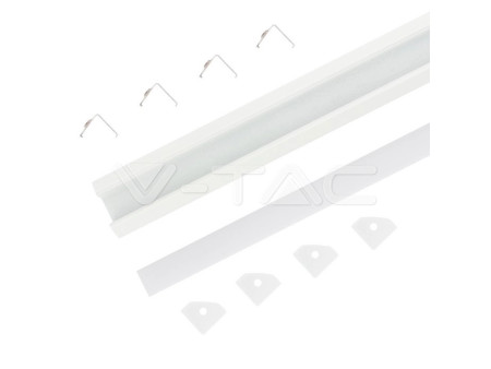 SKU 3364 VT-8114W V-TAC Profilo Angolare Strip LED fino a 12.1mm, Alluminio Bianco Copertura Opaca 2000x19x19mm