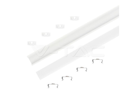 SKU 3365 VT-8113-W V-TAC Profilo Lineare Strip LED fino a 12.4mm, Alluminio Bianco Copertura Opaca 2000x17.4x7mm