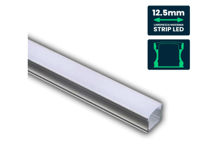 SKU 3366 VT-8110-W V-TAC Profilo Lineare per Strip LED fino a 12.5mm, Alluminio Bianco Copertura Opaca 2000x17.2x14.4mm