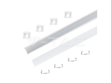 SKU 3366 VT-8110-W V-TAC Profilo Lineare per Strip LED fino a 12.5mm, Alluminio Bianco Copertura Opaca 2000x17.2x14.4mm