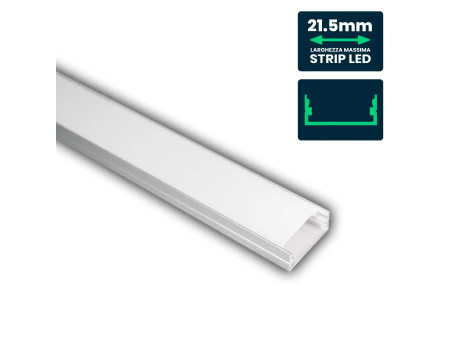 SKU 3367 VT-8108-W V-TAC Profilo Lineare Strip LED fino a 21.5mm, Alluminio Bianco Copertura Opaca 2000x23.5x9.8mm