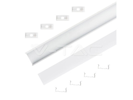 SKU 3367 VT-8108-W V-TAC Profilo Lineare Strip LED fino a 21.5mm, Alluminio Bianco Copertura Opaca 2000x23.5x9.8mm