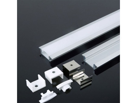 SKU 3368 VT-8106-W V-TAC Profilo Lineare da Incasso per Strip LED fino a 12.4mm, Alluminio Bianco Copertura Opaca 2000x24.7x7mm