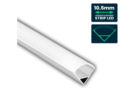SKU 3369 VT-8109-W V-TAC Profilo Angolare Strip LED fino a 10.5mm, Alluminio Bianco Copertura Opaca 2000x15.8x15.8mm
