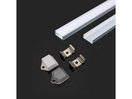 SKU 3370 VT-9327 V-TAC Profilo Lineare Strip LED fino a 12.2mm, Alluminio Silver Copertura Opaca 2000x15.55x5.9mm