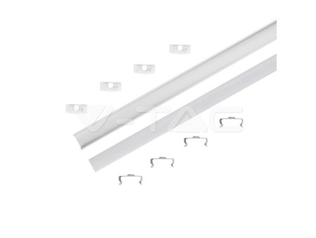 SKU 3370 VT-9327 V-TAC Profilo Lineare Strip LED fino a 12.2mm, Alluminio Silver Copertura Opaca 2000x15.55x5.9mm